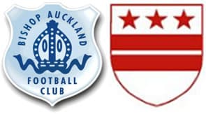 Bishop Auckland FC logo featuring a blue crest with a football and crown, representing the historic football club in County Durham.