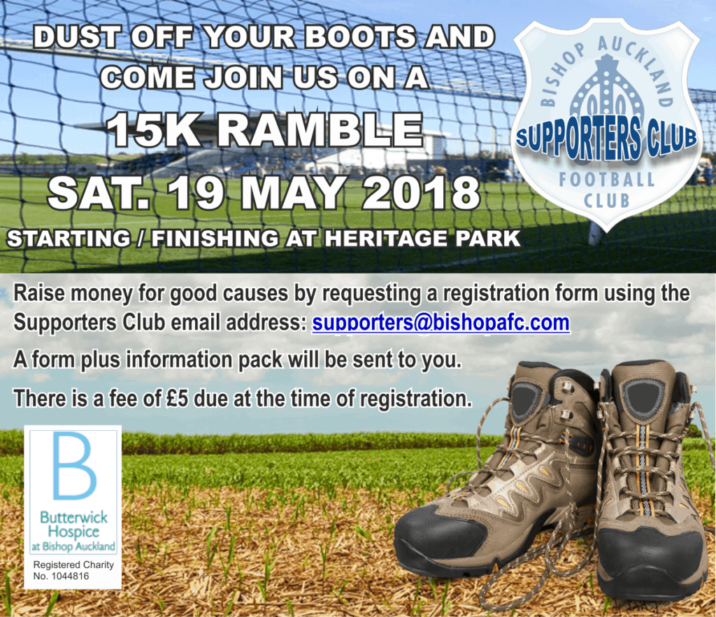 Supporters Club football shoes for 15K ramble event at Heritage Park, Bishop Auckland FC 2018.