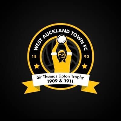 West Auckland Town FC logo, featuring Sir Thomas Lipton Trophy achievement, emblematic of the football club's history and community spirit in Bishop Auckland, UK.