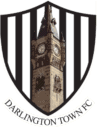 Historic clock tower emblem of Bishop Auckland Football Club, showcasing their rich heritage and strong local roots, ideal for football enthusiasts and supporters of Darlington Town FC.
