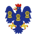 Bishop Auckland FC team badge featuring a blue eagle with golden accents and a red crown, representing the football club's rich history and local pride in County Durham.