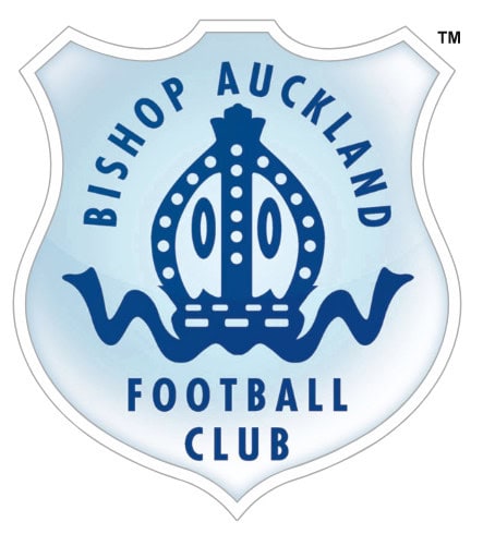 Bishop Auckland FC logo featuring a crown and football symbols, representing the historic football club’s tradition, community presence, and dedication to local football excellence.