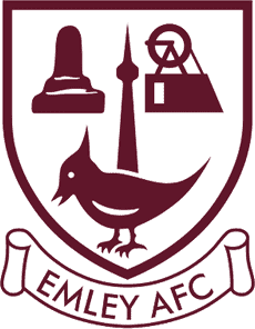Bishop Auckland FC logo featuring a shield with a bell, a tower, and a bird, symbolising the historic football club based in County Durham, England.
