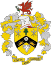 Vibrant crest of Bishop Auckland FC featuring a dragon, shield, and motto, representing the club's rich history and community spirit in Northern England football.